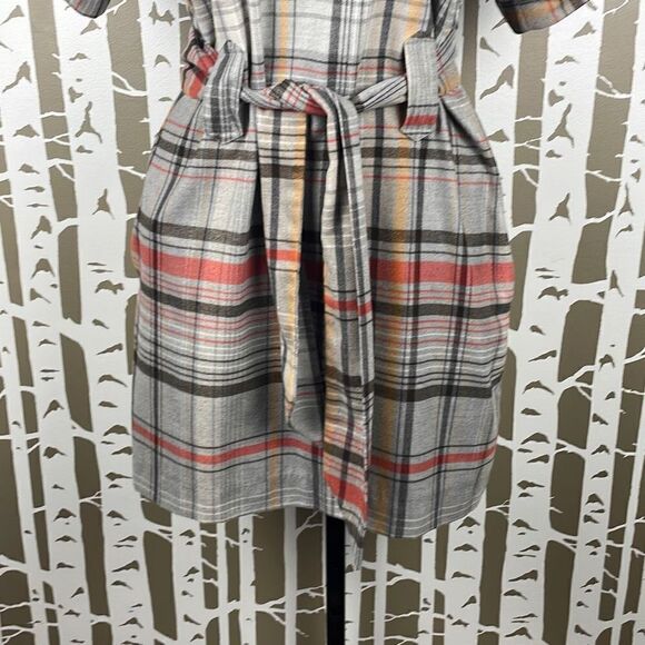 French Connection Plaid Soft Flannel Belted Puff Sleeve Dress 4 - Picture 10 of 12